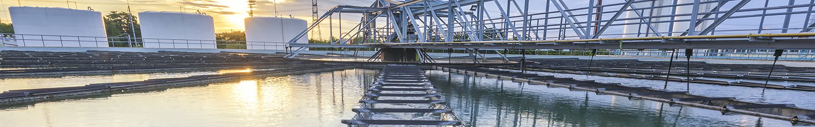 Water Treatment Plant process at sunset