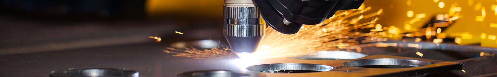 Bright sparks flying as a piece of metal is being cut