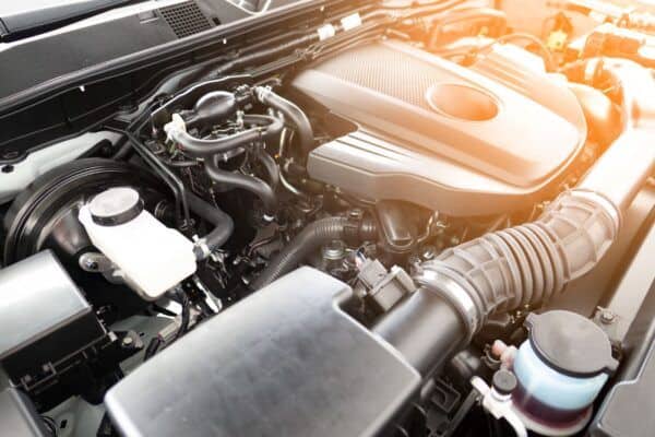 Detailed view of internal combustion engine parts